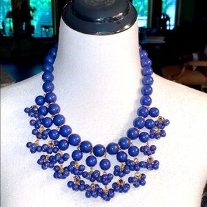 Vintage Statement necklace navy blue beaded
